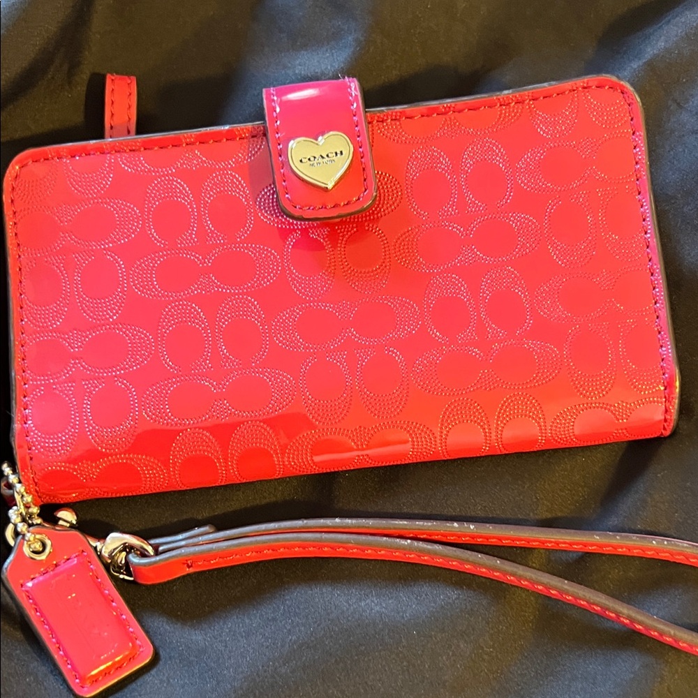 Coach Pink Signature Wristlet Case